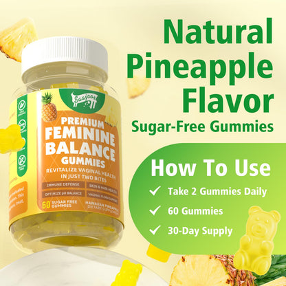 Premium Feminine Balance Gummies for Immune Health & pH Support – Pineapple, Vegan
