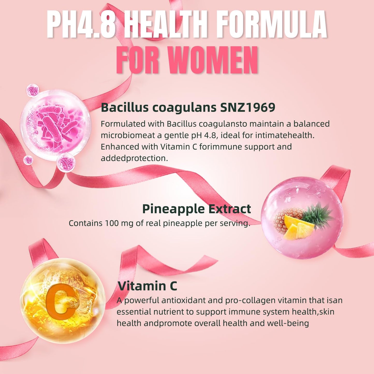 Premium Feminine Balance Gummies for Women – Pineapple, Vegan, Gluten-Free, Halal | 60 Gummies