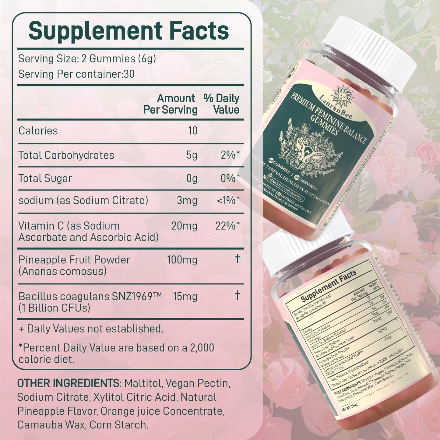 Premium Feminine Balance Gummies - Vaginal Probiotic for Women's pH Health & Immune Support | Vegan, Gluten-Free & Halal