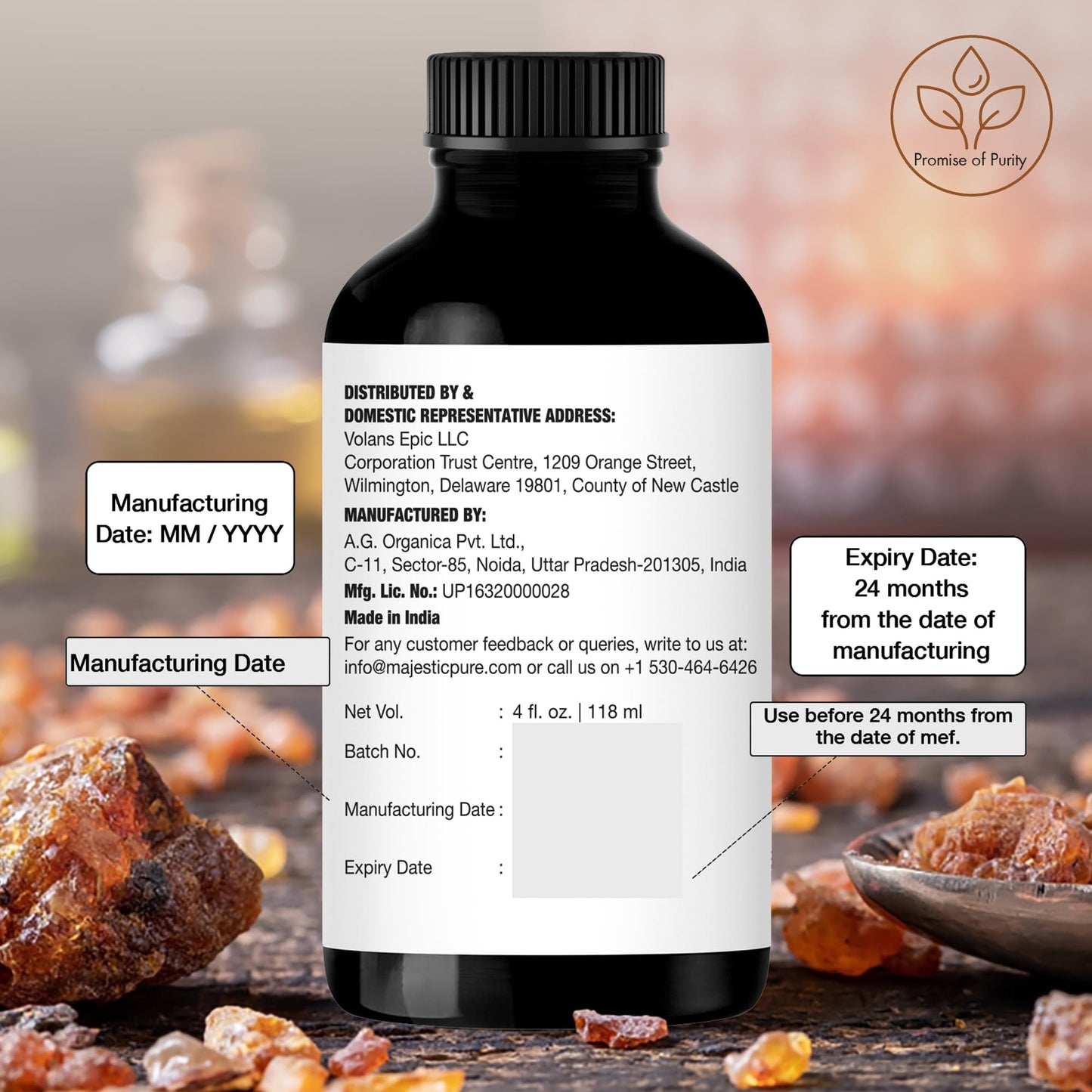 Frankincense Essential Oil 4 oz - Majestic Pure | 100% Pure & Natural with Glass Dropper
