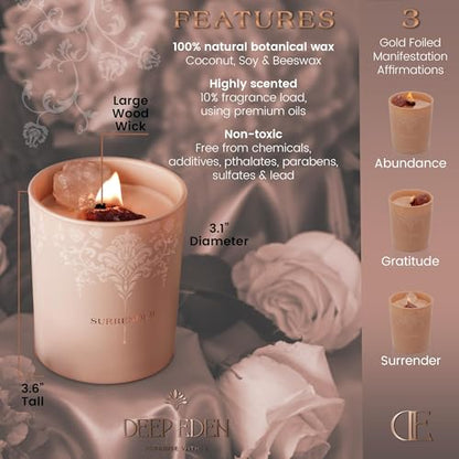 Luxury Crystal Candle for Women – Velvet Rose & Patchouli, Quartz Crystals