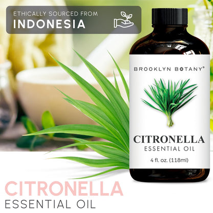 Brooklyn Botany Citronella Essential Oil - 4 oz Dropper, 100% Pure & Natural