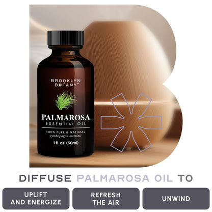 Brooklyn Botany Palmarosa Essential Oil - 100% Pure & Natural, Premium Grade - 1 Fl Oz