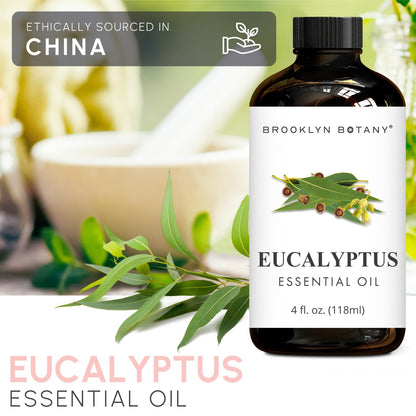 Brooklyn Botany Eucalyptus Essential Oil - 4 Fl Oz, 100% Pure & Natural, Premium Grade with Dropper