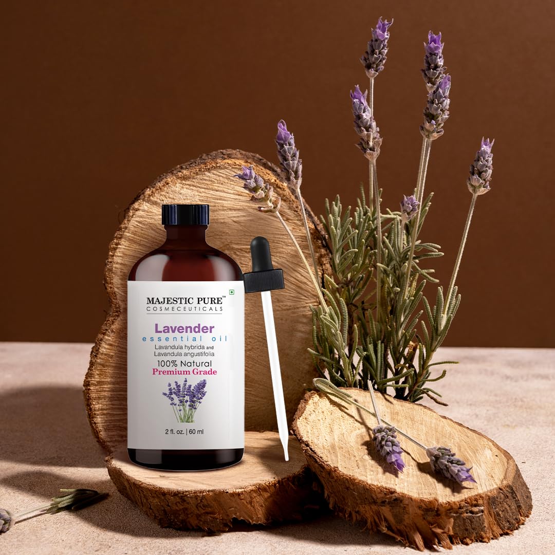 Majestic Pure Lavender Essential Oil 2 oz – 100% Pure & Natural, Glass Dropper