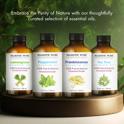 Majestic Pure Tea Tree Essential Oil – 100% Pure & Natural, Glass Dropper, 3.4 Fl Oz Pack of 2
