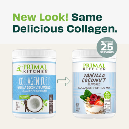 Primal Kitchen Vanilla Coconut Collagen Fuel Drink Mix – 11g Collagen, Dairy-Free, No Artificial Sweeteners, 14.4 oz