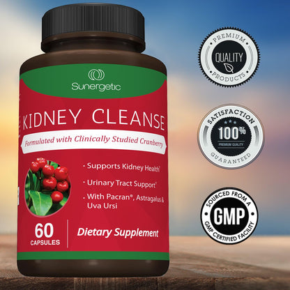 Premium Kidney Cleanse Supplement with Cranberry – Kidney & Urinary Support (60 Vegetarian Capsules)
