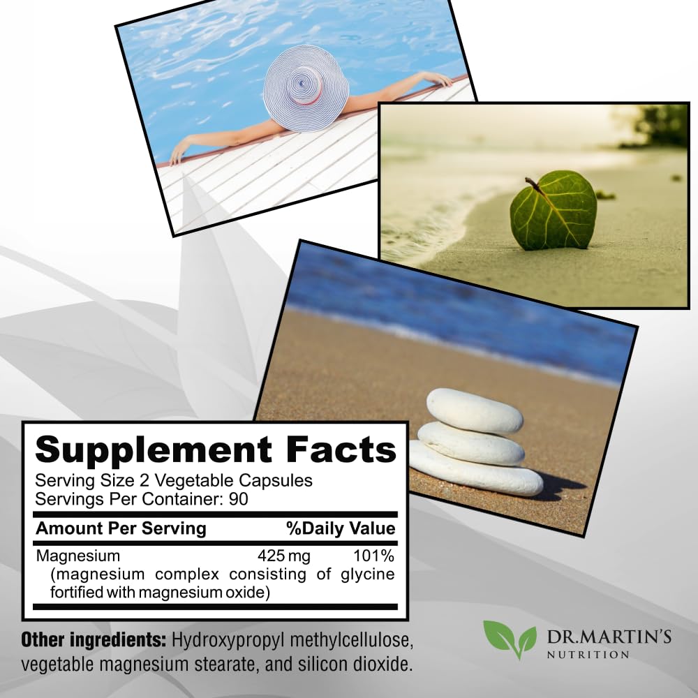 Premium Magnesium Glycinate 425mg | 180 Vegan Capsules – Sleep, Stress & Heart Support