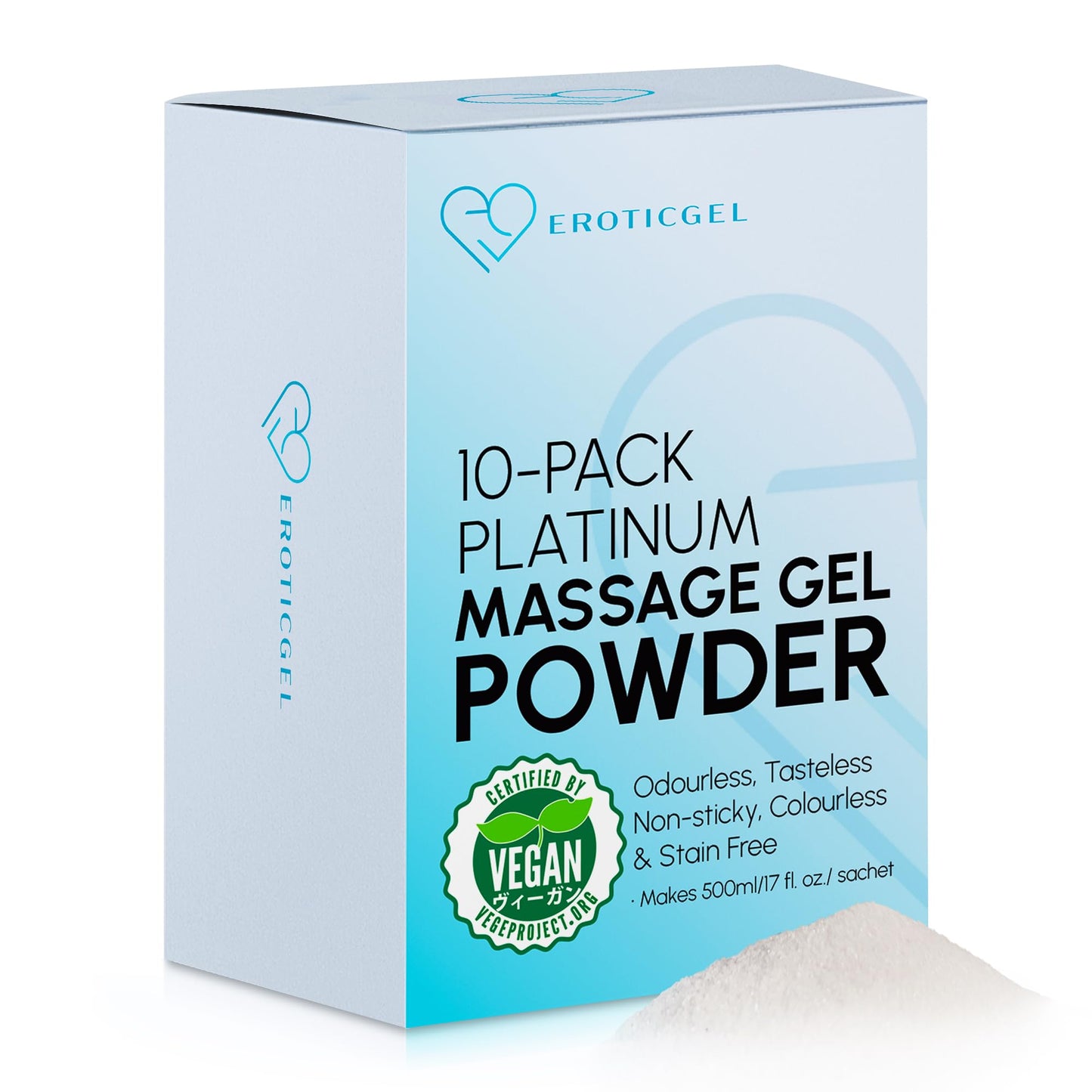 Premium Massage Gel Powder (Pack of 10) - 5g Travel Sachets, 500ml/16.9oz, Made in Japan, Paraben & Glycerine Free