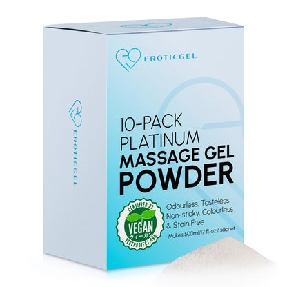 Premium Massage Gel Powder (Pack of 10) - 5g Travel Sachets, 500ml/16.9oz, Made in Japan, Paraben & Glycerine Free