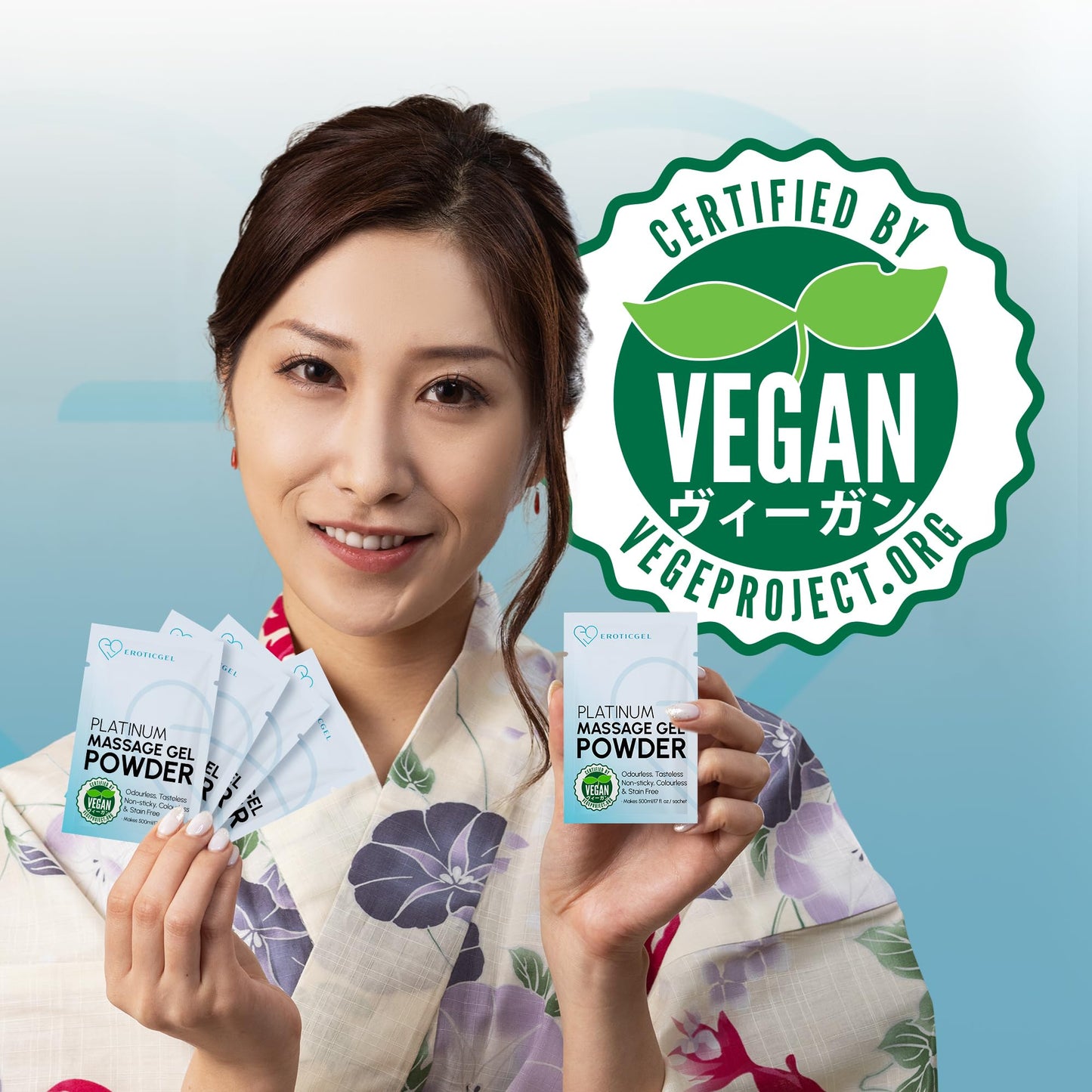Premium Massage Gel Powder (Pack of 10) - 5g Travel Sachets, 500ml/16.9oz, Made in Japan, Paraben & Glycerine Free