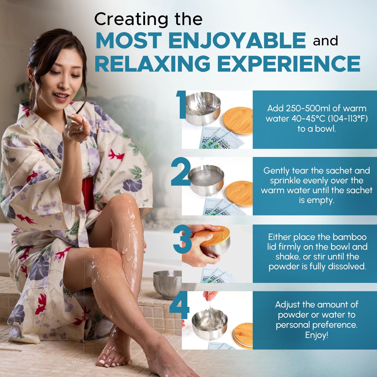 Premium Massage Gel Powder (Pack of 10) - 5g Travel Sachets, 500ml/16.9oz, Made in Japan, Paraben & Glycerine Free