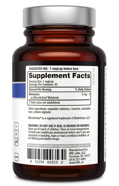 Premium Melatonin Sleep Support – 5 mg MicroActive Melatonin per Capsule | Melatonin-SR 30 Vegicaps