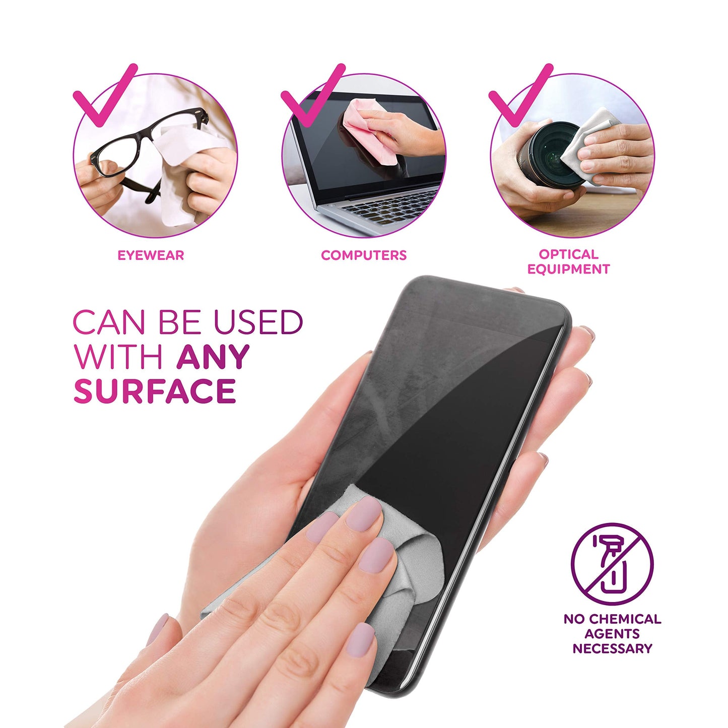 Premium Microfiber Cleaning Cloth - Extra Soft, Lint-Free (Pink)