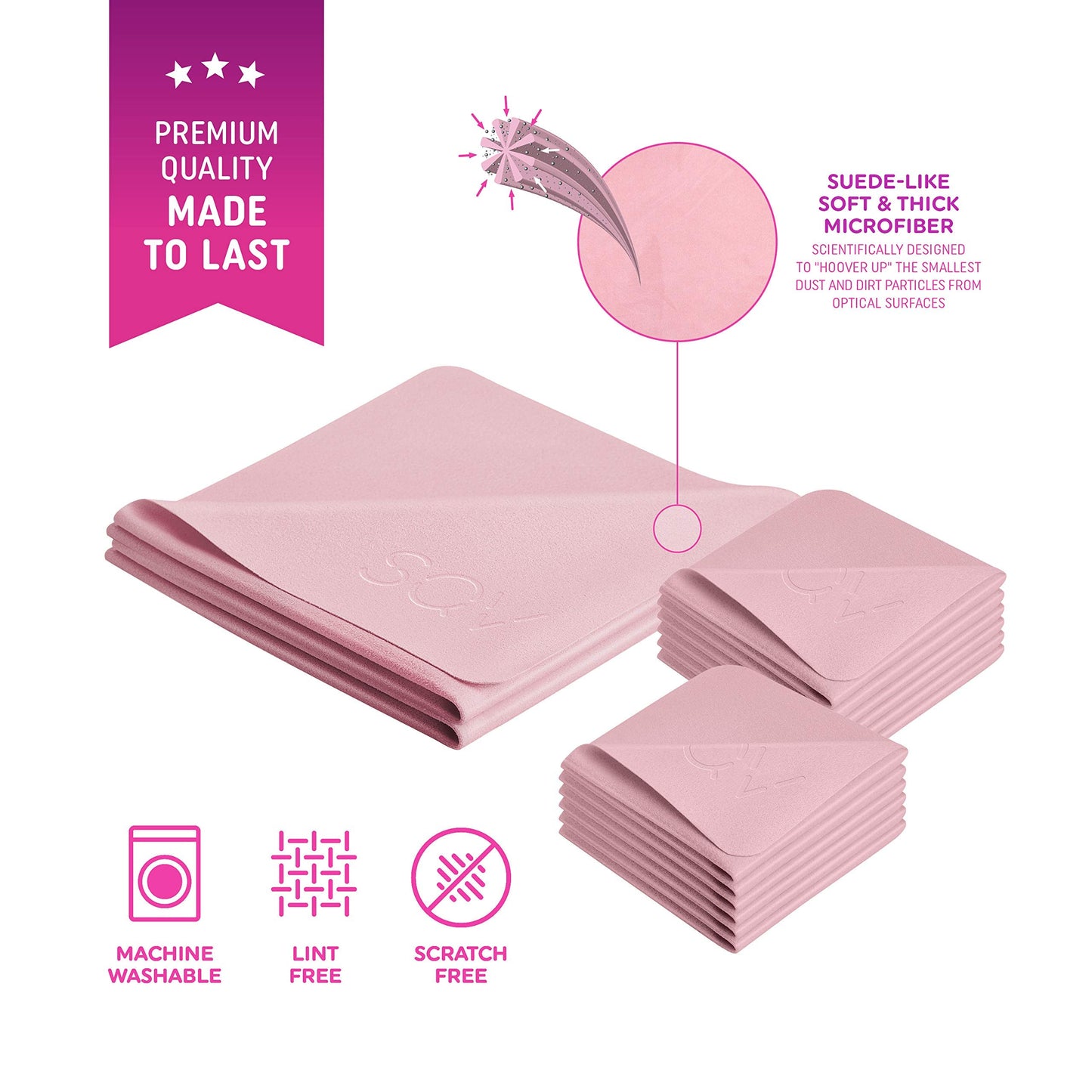 Premium Microfiber Cleaning Cloth - Extra Soft, Lint-Free (Pink)