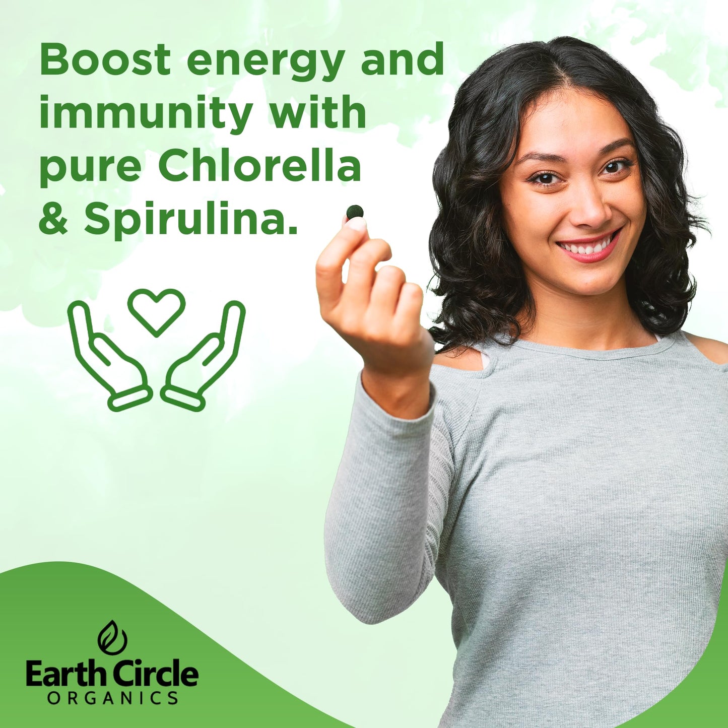 Earth Circle Organics Premium Organic Chlorella + Spirulina Tablets 1000 Count (50/50) – Vegan, Kosher, Cracked Cell Wall