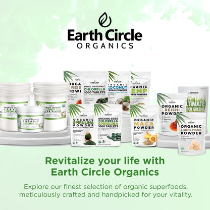 Earth Circle Organics Premium Organic Chlorella + Spirulina Tablets 1000 Count (50/50) – Vegan, Kosher, Cracked Cell Wall