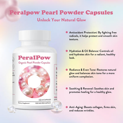 Organic Pearl Powder Capsules 1500mg | Skin Radiance, Eye Wellness & Nails | 60 Capsules