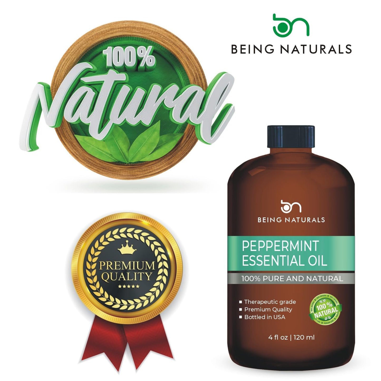 Peppermint Essential Oil - 4 oz, 100% Pure & Natural, Premium Therapeutic Grade with Glass Dropper