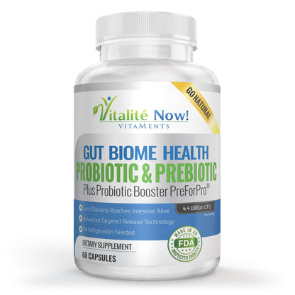 Premium Probiotic + Ultimate Prebiotic – Gut Biome Builder (4.4B CFU, Bacillus Subtilis)