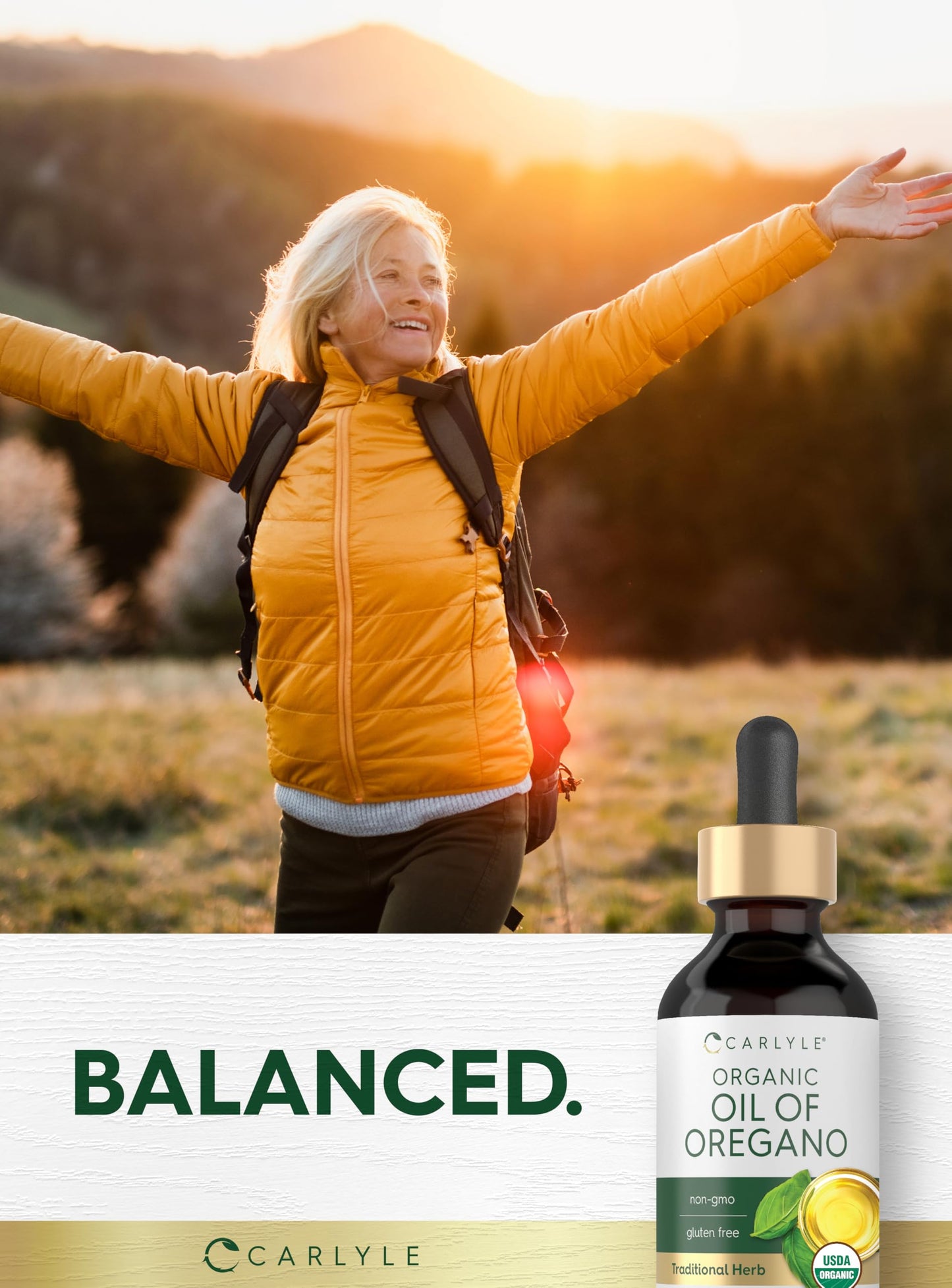 Carlyle Organic Oil of Oregano Liquid Drops - 2 fl oz | Vegan, Non-GMO, Gluten Free