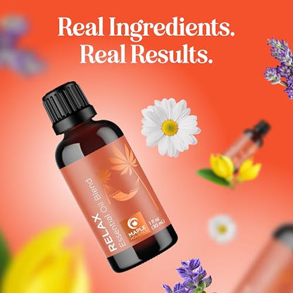 Relaxing Essential Oil Blend for Diffuser – Lavender, Geranium, Roman Chamomile & Ylang Ylang | Stress Relief Diffuser Oils