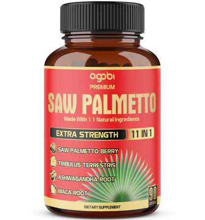 Premium Saw Palmetto Capsules with Ashwagandha, Turmeric & More | 90 Capsules (3-Month Supply)