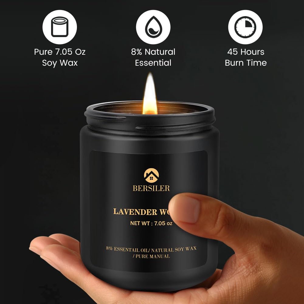 Lavender Wood Scented Candle for Men | Aromatherapy & Relaxation Gift