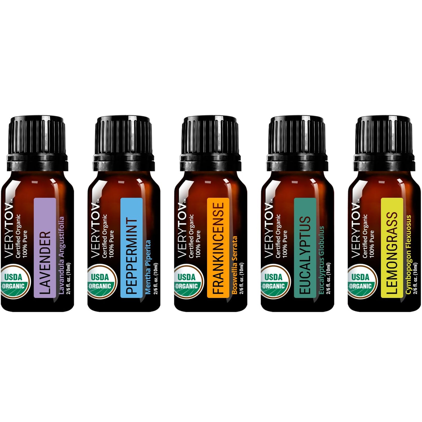Premium USDA Organic Essential Oils Set – 5x10ml, 100% Pure