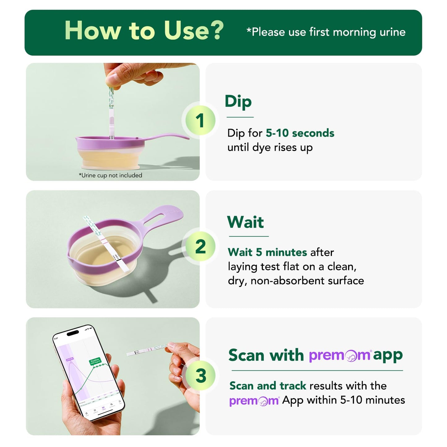 Easy@Home PdG Test Strips 10 Pack – Ovulation Tracking with Premom App