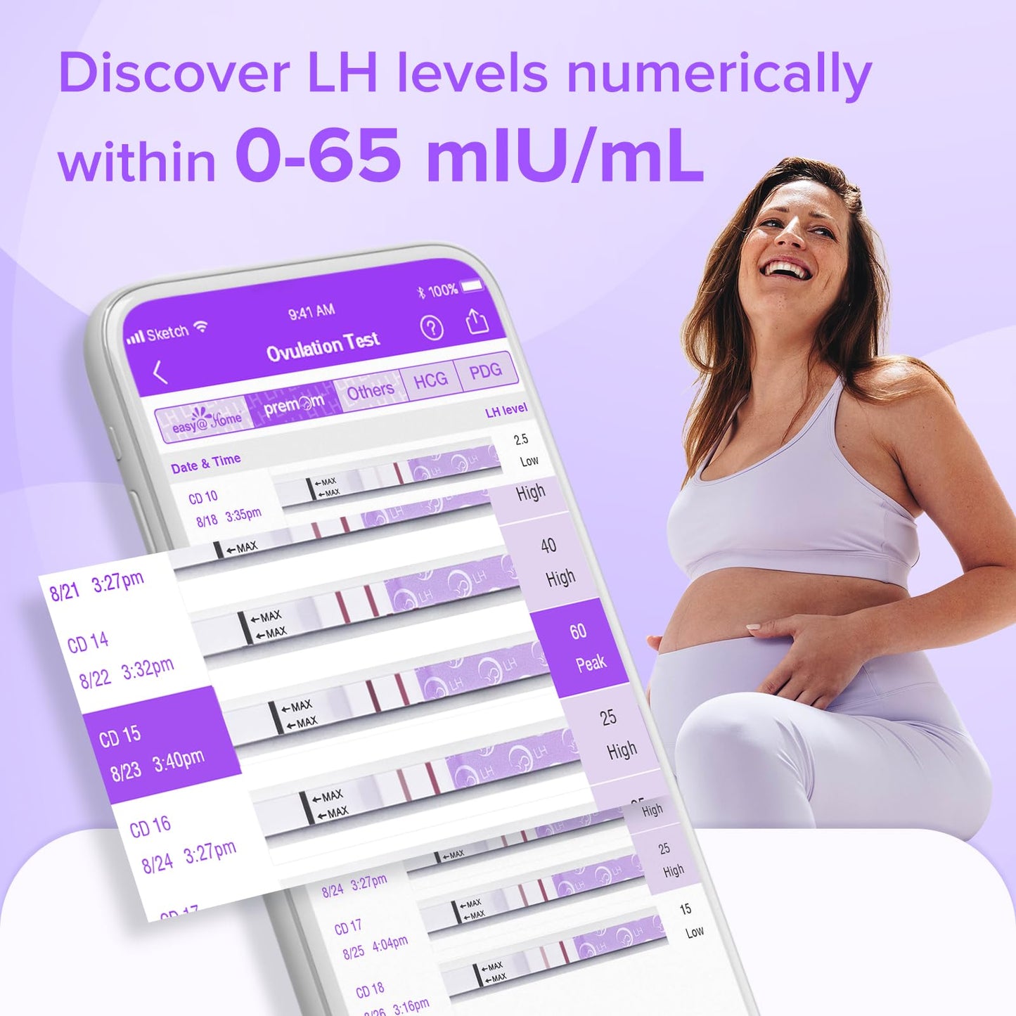 Premom Quantitative Ovulation Test Strips – Smart OPK with App, 20 LH Tests