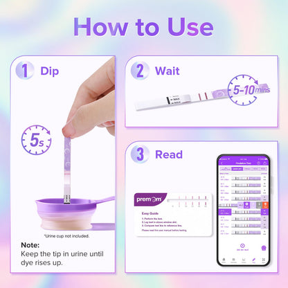 Premom Quantitative Ovulation Predictor Kit – 25 OPK Strips + 5 Pregnancy Strips + Smart Digital Reader App
