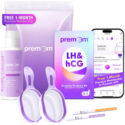 Premom Quantitative OPK & Pregnancy Test Kit with Sperm-Friendly Fertility Gel – App Compatible