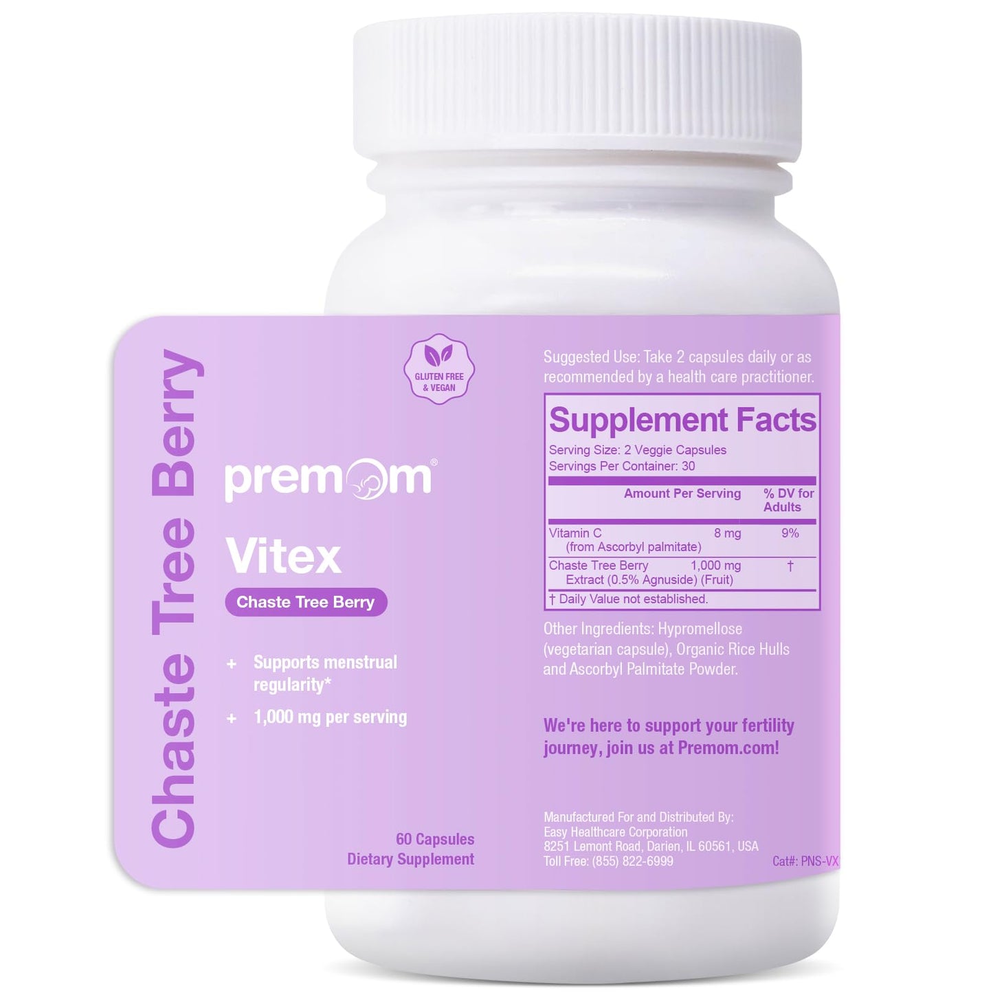 Premom Vitex 1000mg | Hormone Balance, Fertility & PMS Support