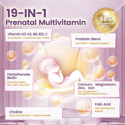 19-in-1 Prenatal Multivitamin Lemon Softgels – 300 Count, 100-Day Supply