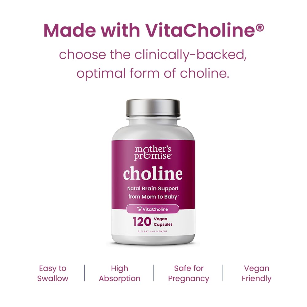 Prenatal Choline 550mg | 120 Capsules | VitaCholine for Pregnancy & Nursing