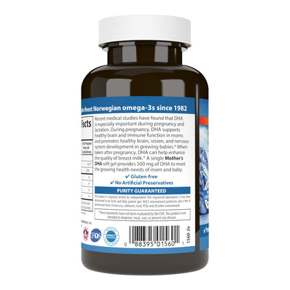 Carlson Mother's DHA 500 mg Prenatal – Fetal Development & Immune Health, 60 Softgels