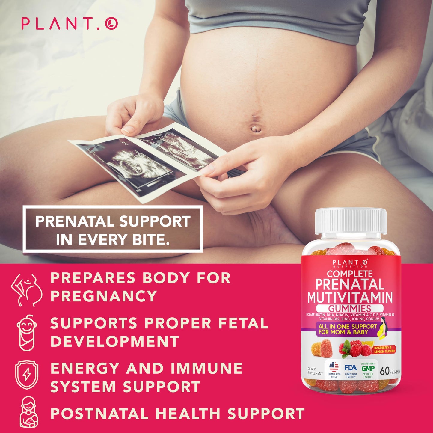 Prenatal Gummies for Women with DHA, Folate, Vitamin B & D | Fetal & Neural Support
