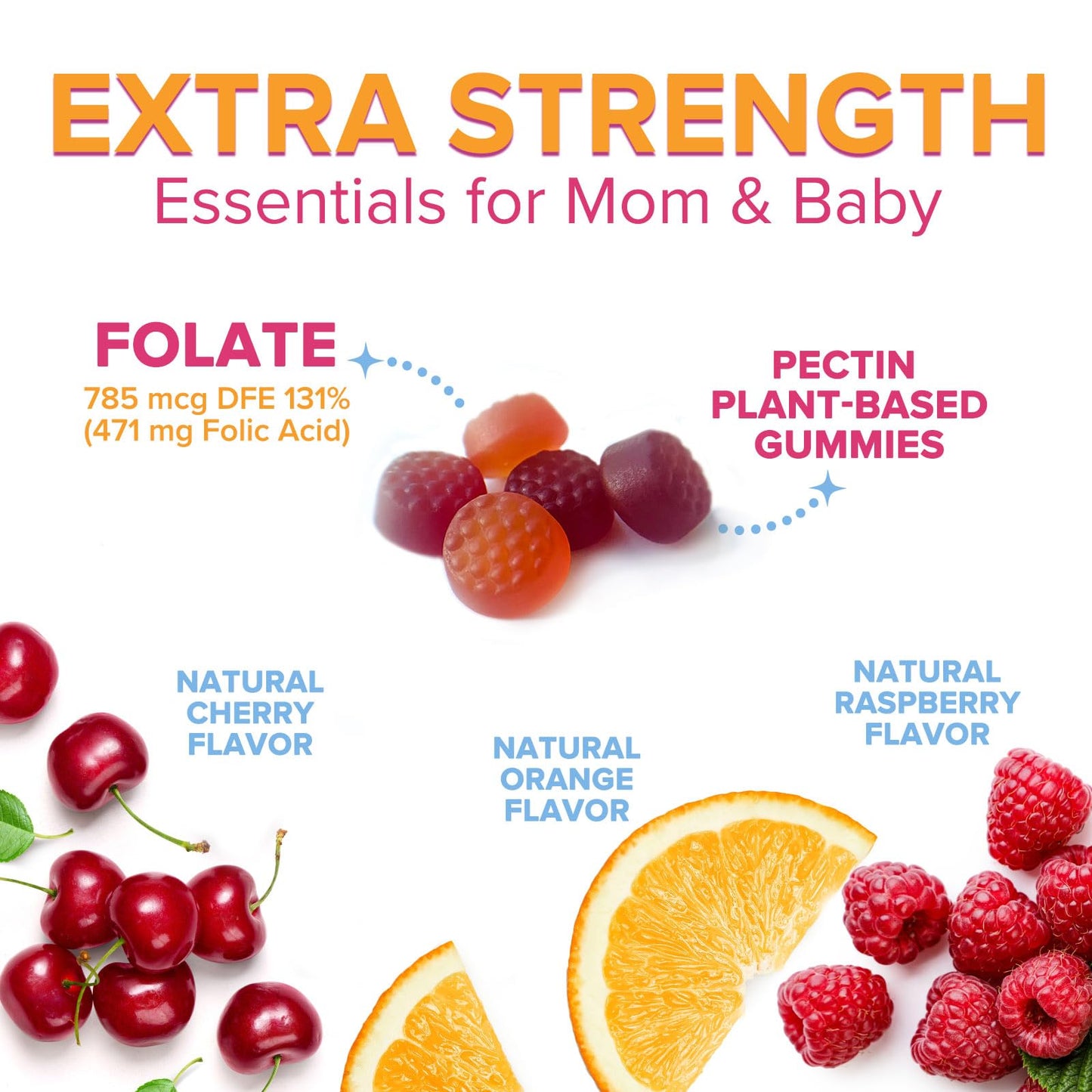 Folic Acid Gummies for Women 785mcg – Vegan Prenatal Vitamins (120 Gummies)