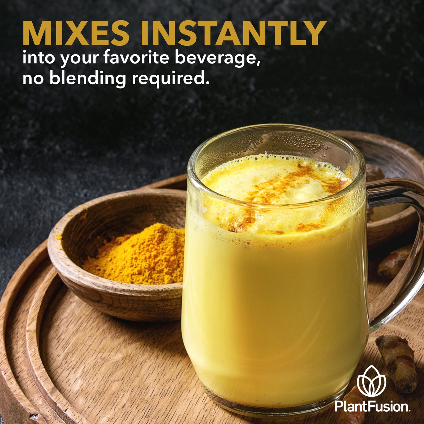 PlantFusion Turmeric & Ginger Drink Mix – Fermented Whole Food Nutrition, 4.76 oz, 30 Servings, USDA Organic