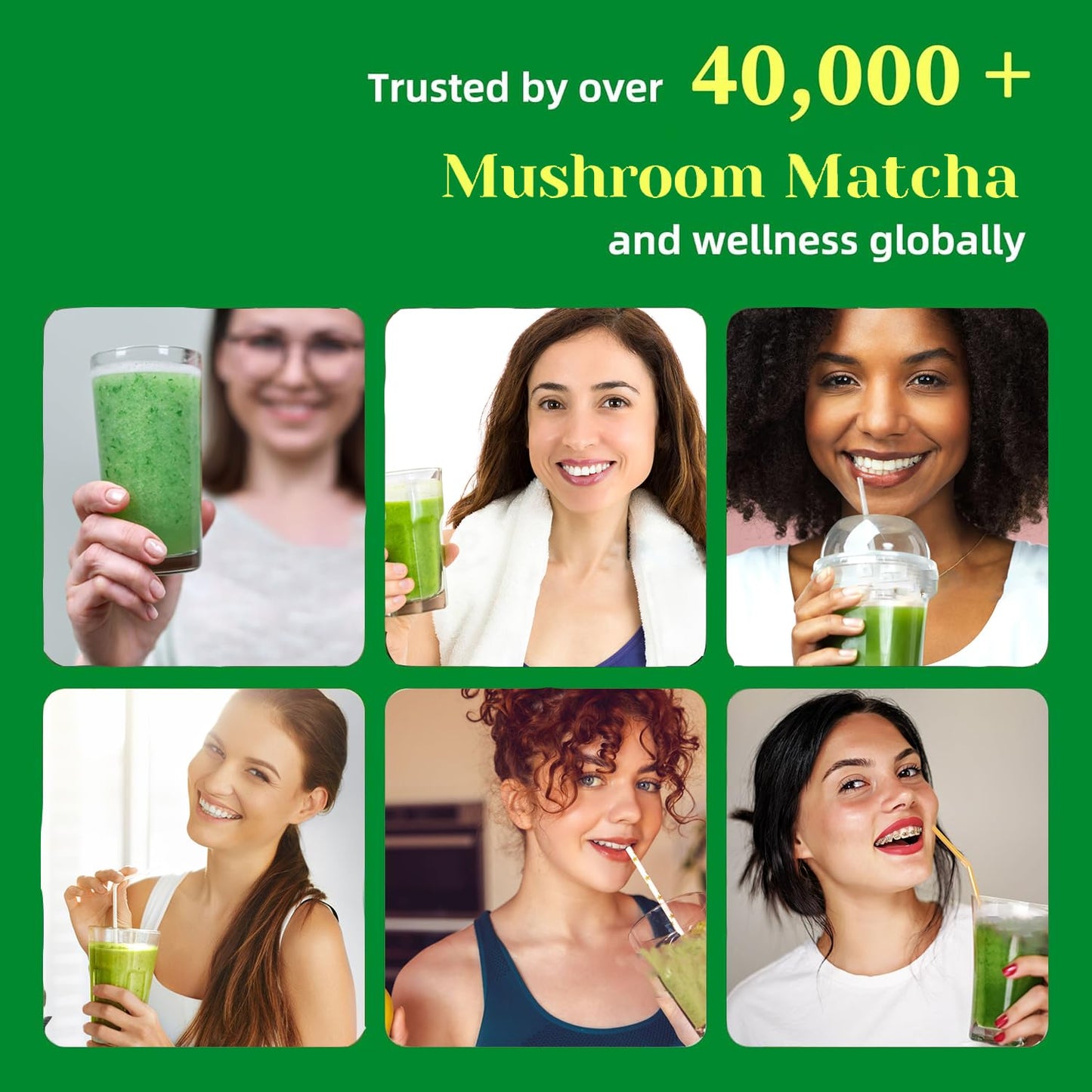 Mushroom Matcha Adaptogenic Blend – 7 Mushrooms + Ceremonial Grade Matcha, 45 Servings