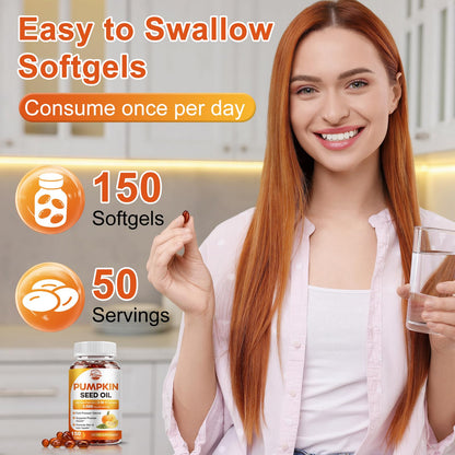 Pumpkin Seed Oil with Saw Palmetto – 3500mg Max Strength Softgels, 150 Count