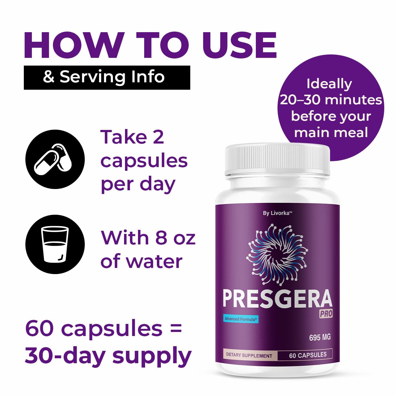 (5 Pack) Presgera Pro Capsules – Advanced Nerve Health Supplement, 300 Capsules
