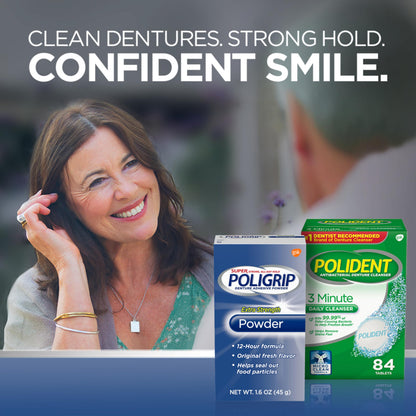 Super Poligrip Extra Strength Denture Adhesive Powder – 1.6 oz, 6-pack