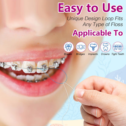 Preteen Kids Floss Threaders – Deep Clean for Braces & Bridges (200PCS, 4-Pack)