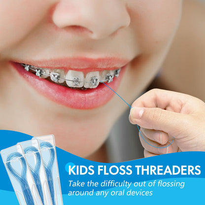 Preteen Kids Floss Threaders – Deep Clean for Braces & Bridges (200PCS, 4-Pack)