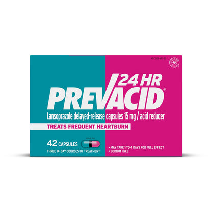 Prevacid 24HR Lansoprazole 15 mg – 42 Count | 24-Hour Heartburn Relief