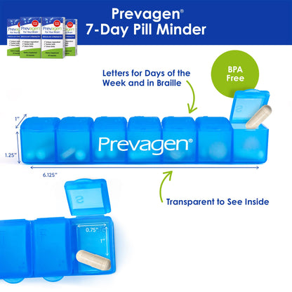 Prevagen Regular Strength - 120 Capsules | Apoaequorin + Vitamin D3 | 7-Day Pill Minder