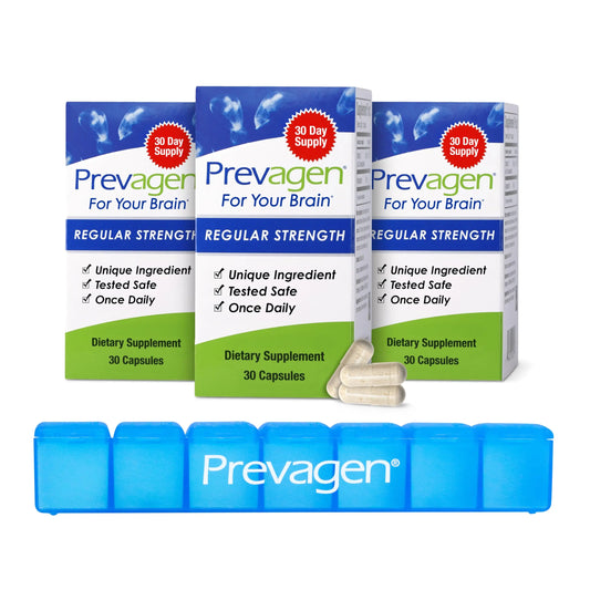 Prevagen Regular Strength - 90 Capsules (3 Month Supply) | Apoaequorin + Vitamin D3 | 7-Day Pill Minder BritishVita | Premium UK Vitamins & Wellness Supplements